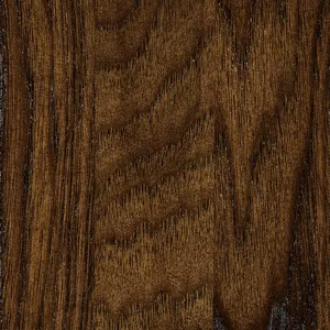 Hickory wood sample with bold, varied grain in a deep rustic finish.