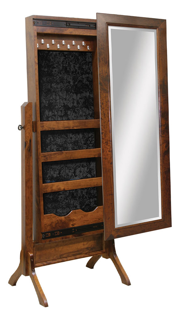 Exterior view of Heirloom Amish Furniture store, showing the storefront with signs and outdoor furniture displayed along the sidewalk.