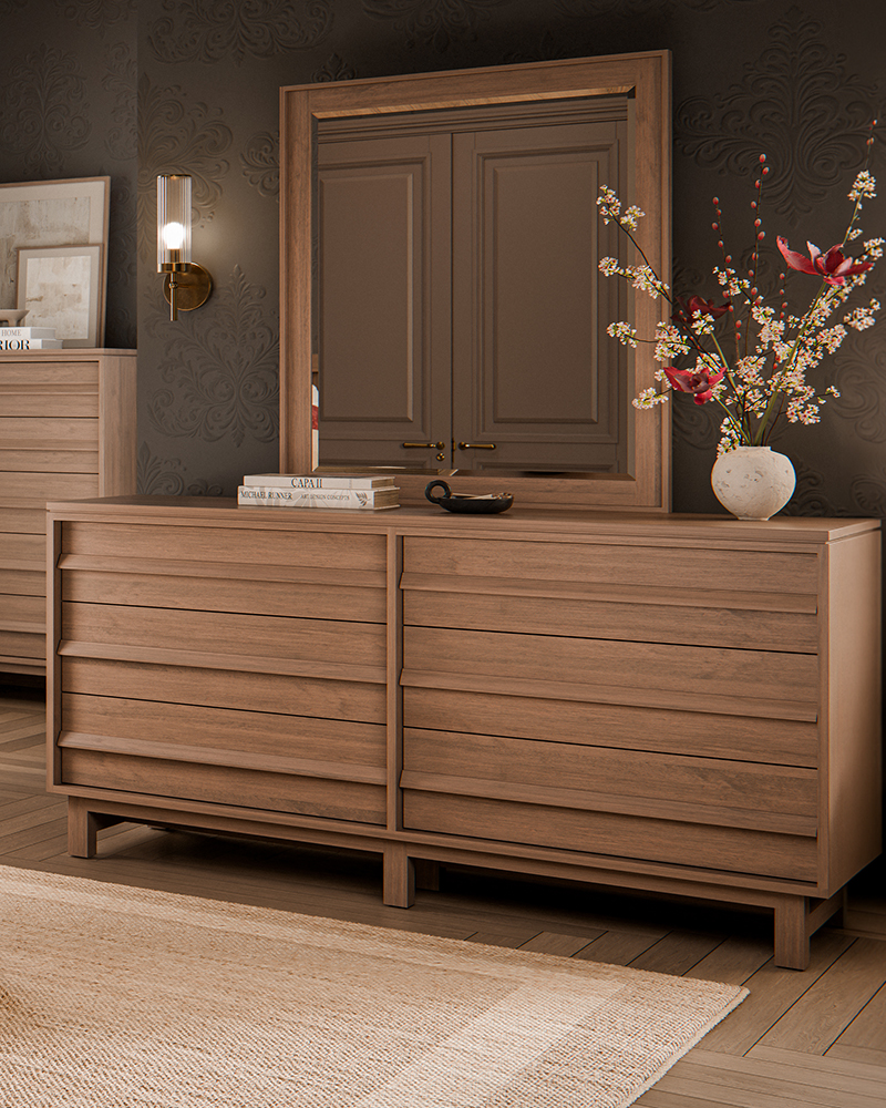 Close-up of woodworking tools with wooden handles, placed on a marked wooden surface, used for crafting solid wood furniture.