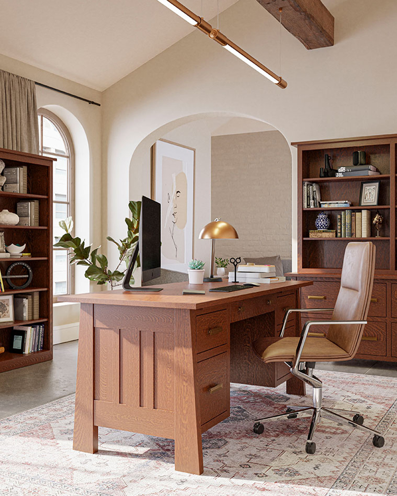 Exterior view of Heirloom Amish Furniture store, showing the storefront with signs and outdoor furniture displayed along the sidewalk.