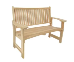 Solid wood outdoor bench for a Phoenix patio or backyard.